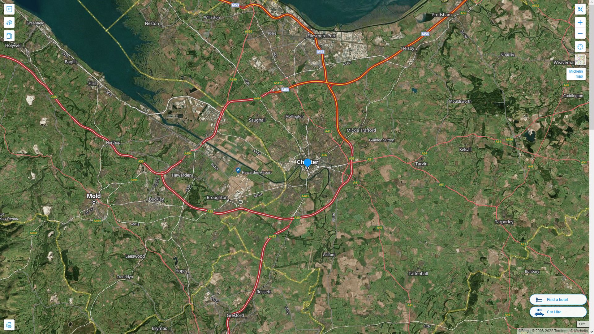 Chester Highway and Road Map with Satellite View
